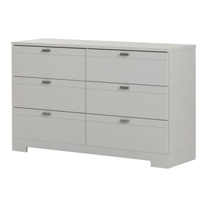 south shore reevo 6 drawer dresser in soft gray