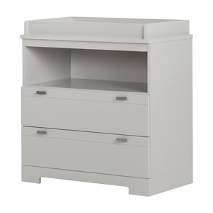 south shore reevo 2 drawer changing table in soft gray