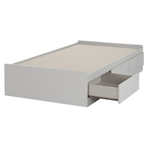 south shore reevo twin mates bed in soft gray
