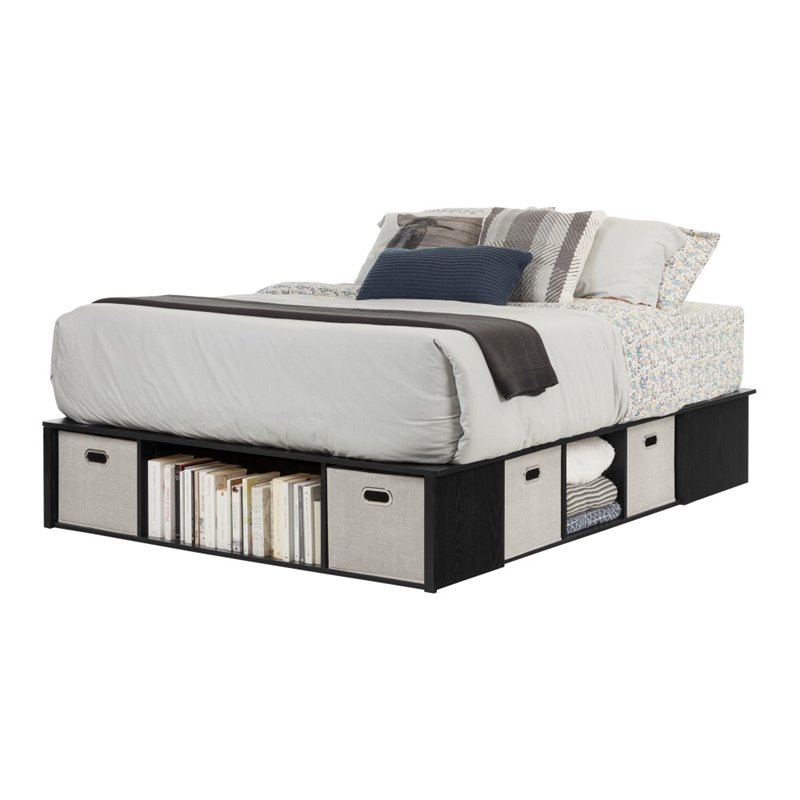 South Shore Flexible Queen Platform Bed in Black Oak | Cymax Business