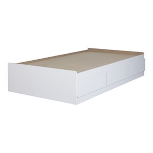South Shore Laminated Particleboard Twin Mates Bed in Pure White
