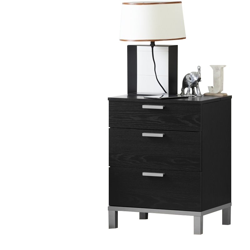 South Shore Flexible 2 Drawer Nightstand In Black Oak 10307