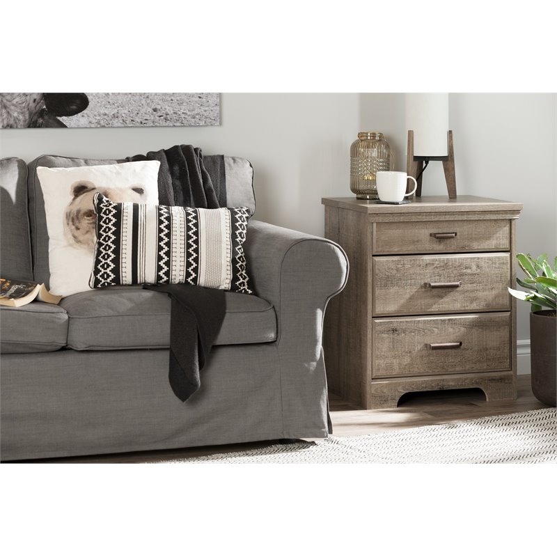South Shore Versa 2 Drawer Nightstand in Weathered Oak