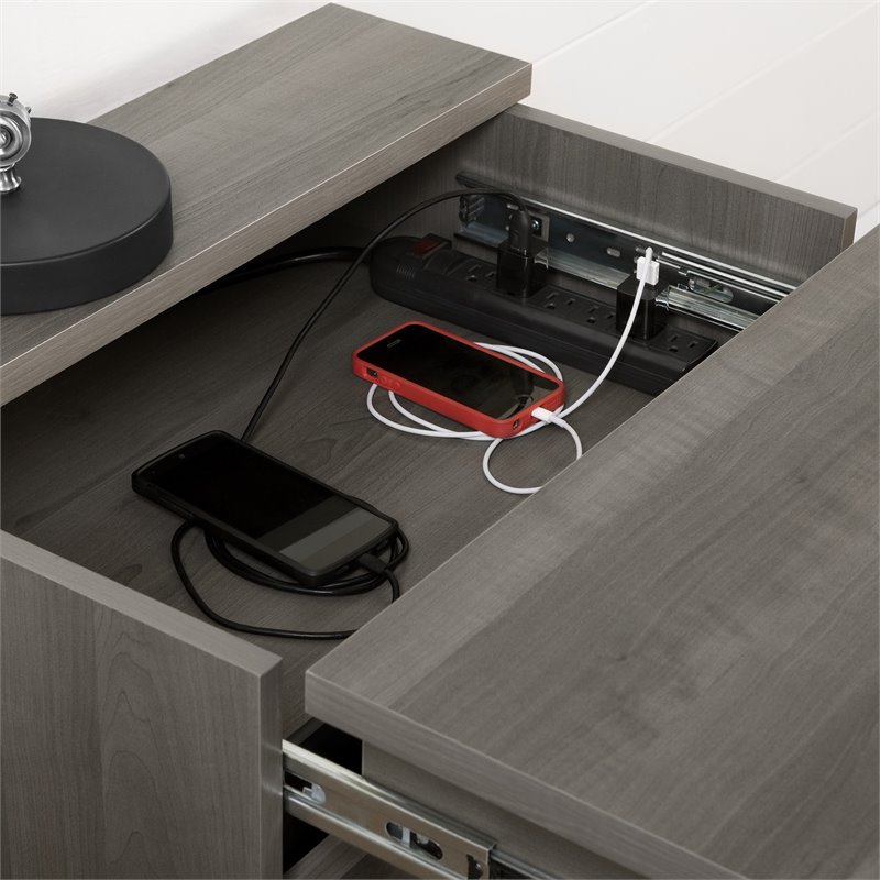South Shore Versa 2 Drawer Nightstand in Gray Maple