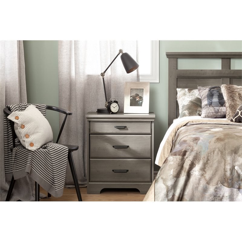 South Shore Versa 2 Drawer Nightstand in Gray Maple