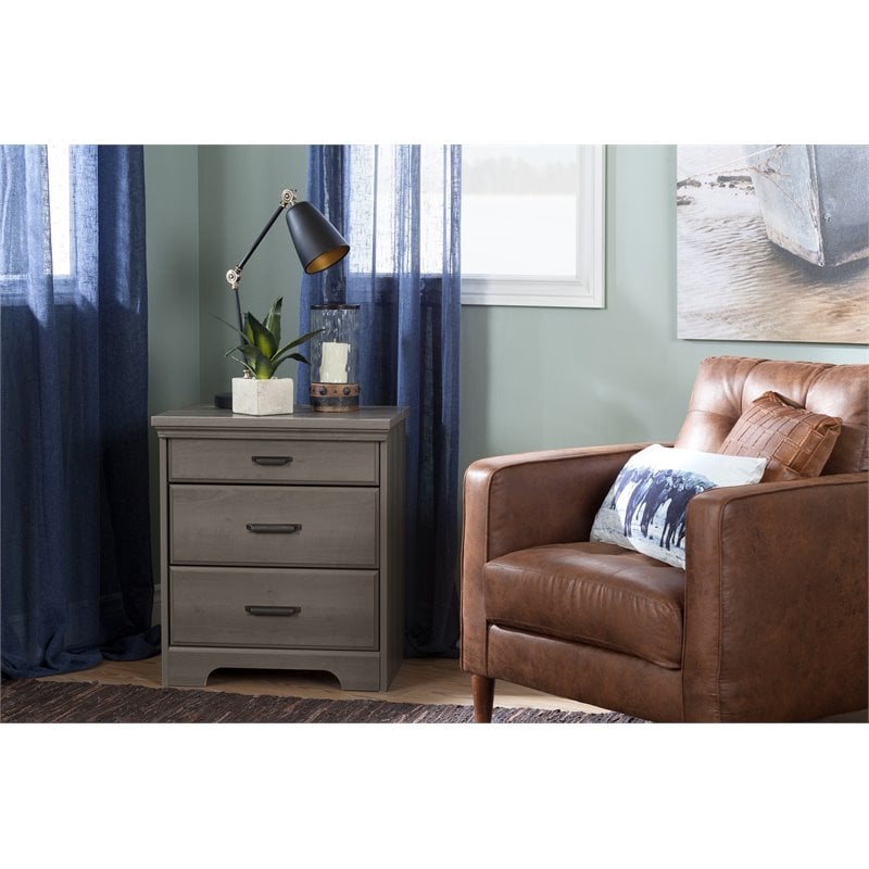 South Shore Versa 2 Drawer Nightstand in Gray Maple