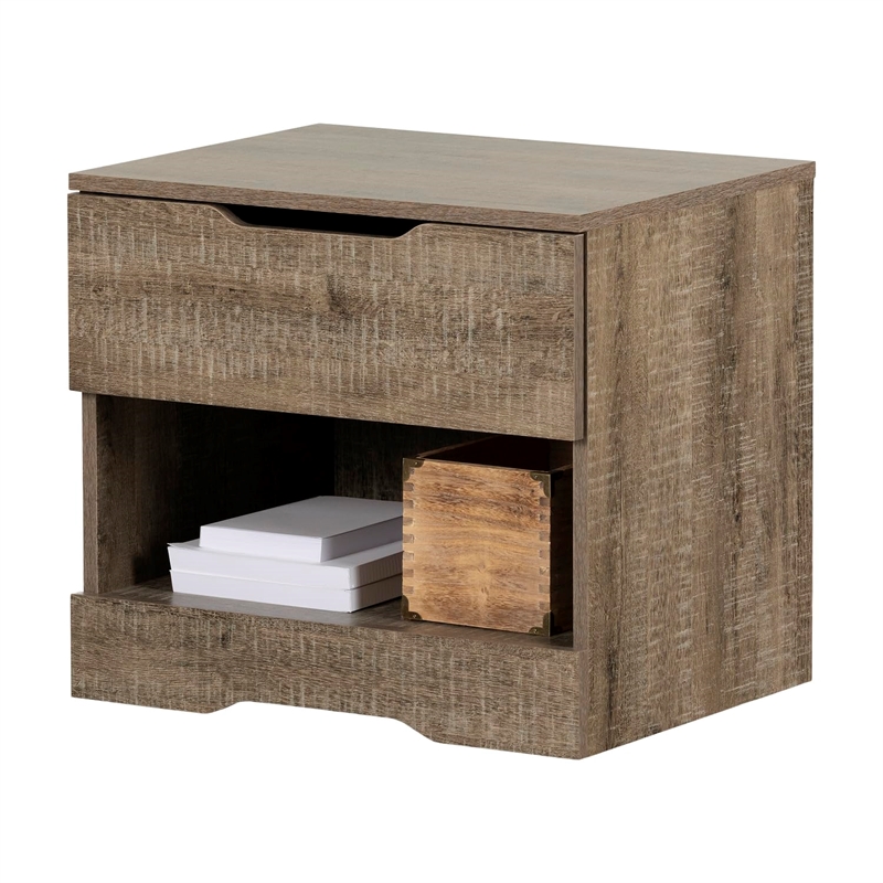 South Shore Holland 1 Drawer Nightstand in Weathered Oak
