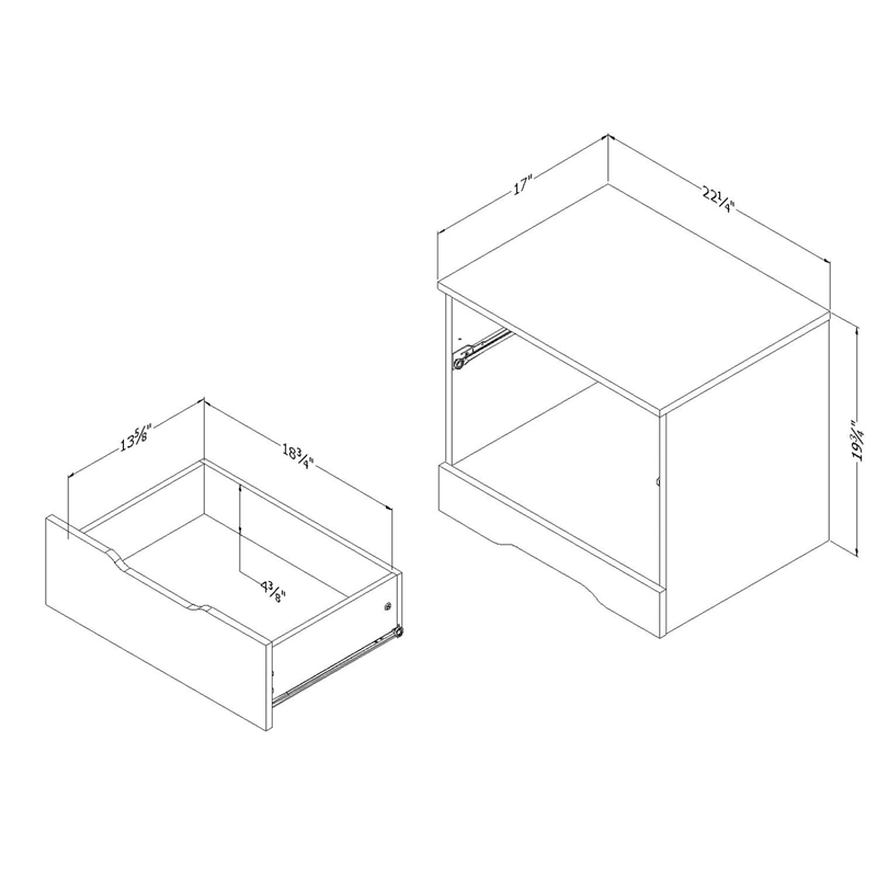South Shore Holland 1 Drawer Nightstand in Weathered Oak