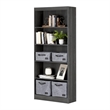 South Shore Axess 5-Shelf Particleboard Wood Bookcase in Gray Oak