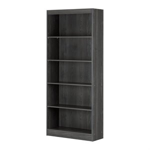 South Shore Axess 5-Shelf Particleboard Wood Bookcase in Gray Oak