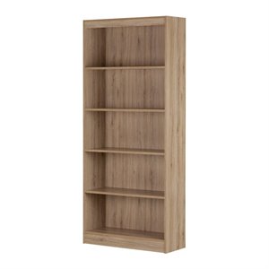 South Shore Axess 5-Shelf Particleboard Wood Bookcase in Rustic Oak