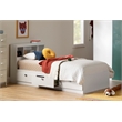 South Shore Spark Twin Storage Bed with Bookcase Headboard in Pure White