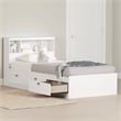 South Shore Spark Twin Storage Bed with Bookcase Headboard in Pure White