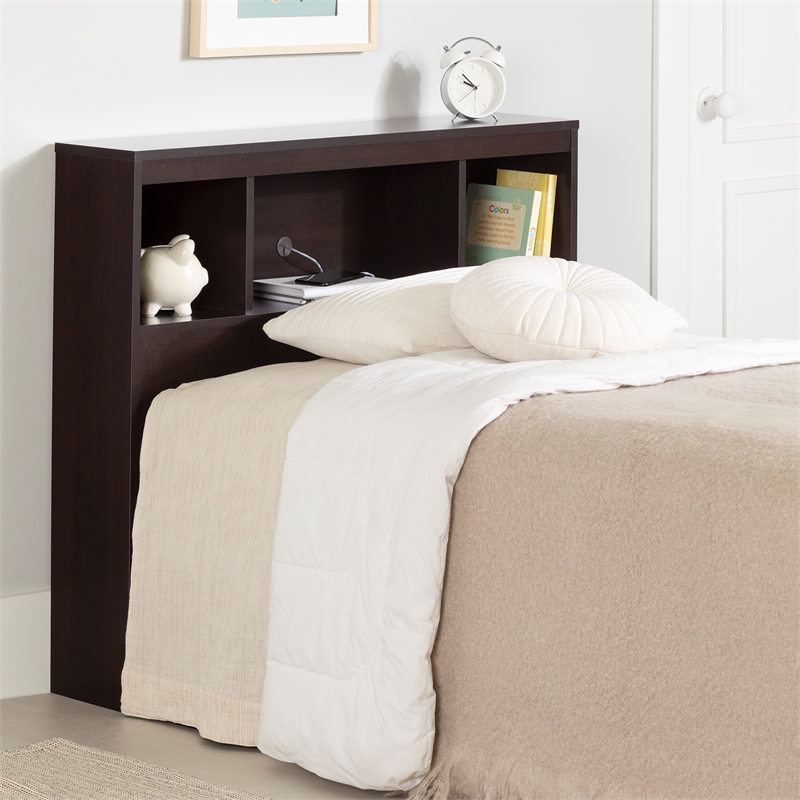 South Shore Cakao Bookcase Twin Headboard in Chocolate Finish