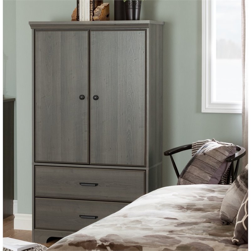 South Shore Versa 2 Drawer Armoire in Gray Maple - 10604