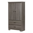 South Shore Versa 2 Drawer Armoire in Gray Maple