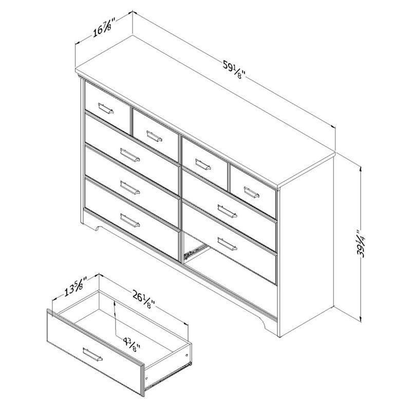 Versa 8 Drawer Dresser In Gray Maple, Versa 6 Drawer Gray Maple Dresser