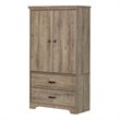 South Shore Versa 2 Drawer Armoire in Weathered Oak