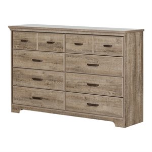 South Shore Versa 8 Drawer Wood Dresser in Weathered Oak