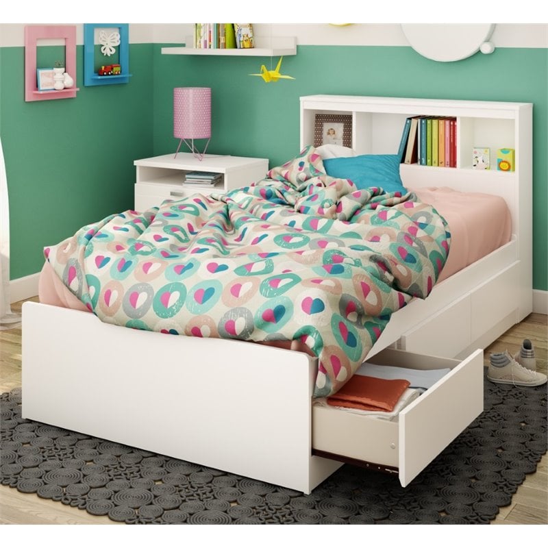 South Shore Reevo Twin Storage Bed in White