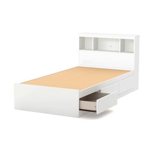south shore reevo twin storage bed with bookcase headboard