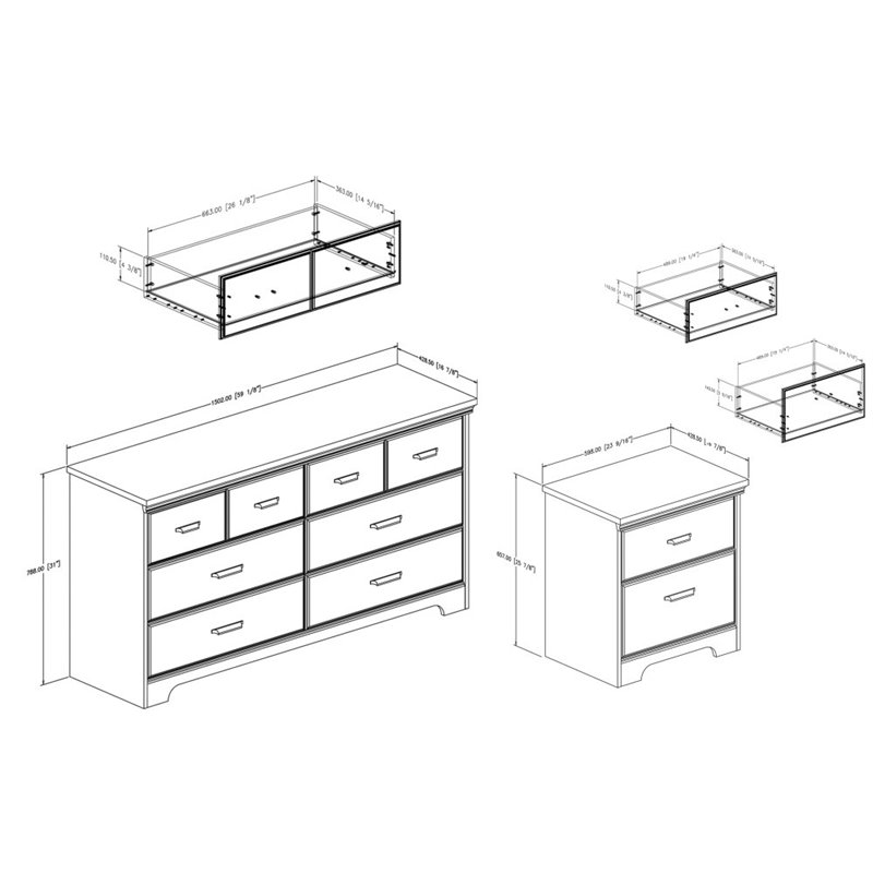 South Shore Versa 6 Drawer Dresser with Nightstand in Weathered Oak