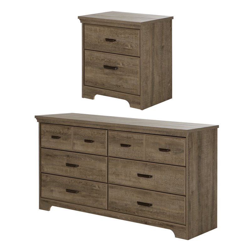 South S Versa 6 Drawer Dresser With Nightstand In Weathered Oak South S Versa 6 Drawer Dresser With Nightstand In Weathered Oak 11272