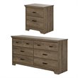 South Shore Versa 6 Drawer Dresser with Nightstand in Weathered Oak