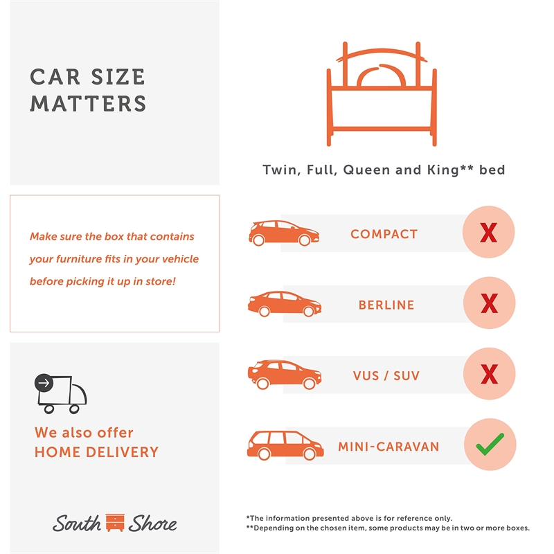 South Shore Gramercy Full Queen Platform Bed with Drawer in White