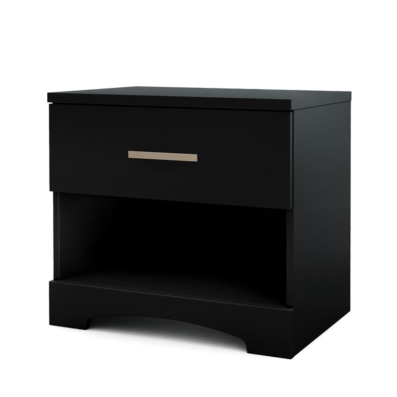 South Shore Gramercy 1 Drawer Nightstand in Pure Black