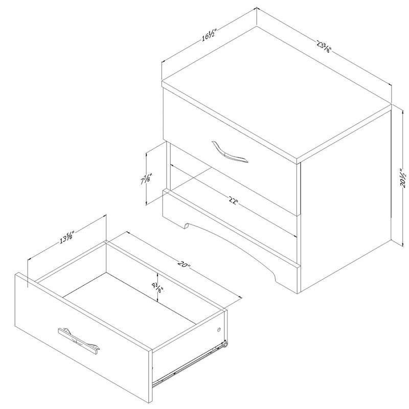 South Shore Gramercy 1 Drawer Nightstand in Pure Black