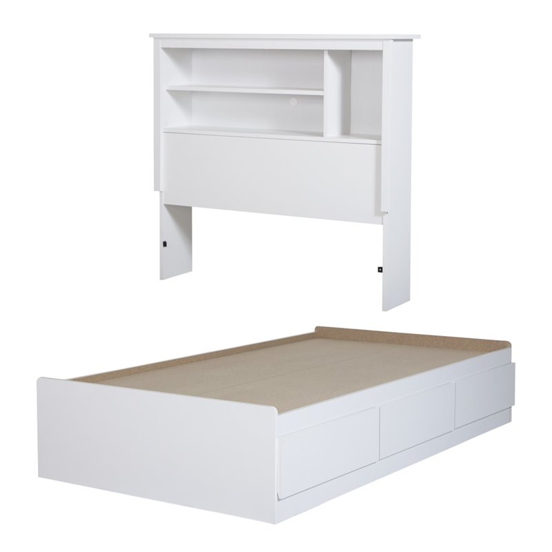 South Shore Vito Twin Bookcase Bed in Pure White
