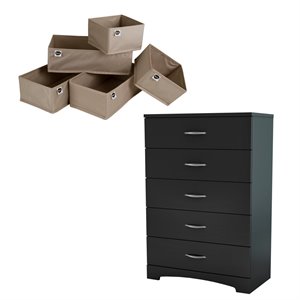 south shore step one 5 drawer chest with drawer organizers in black