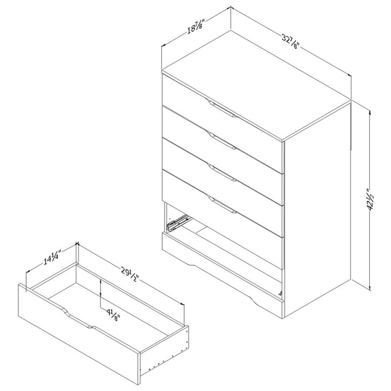 South Shore Holland 5 Drawer Chest in Natural Walnut