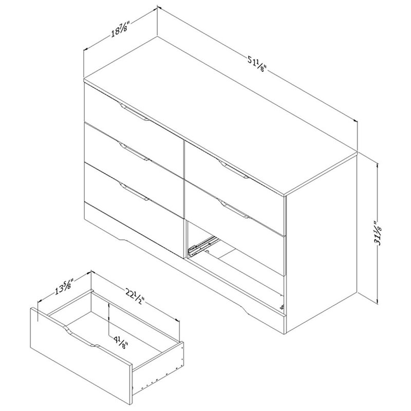 South Shore Holland 6 Drawer Dresser in Black Oak