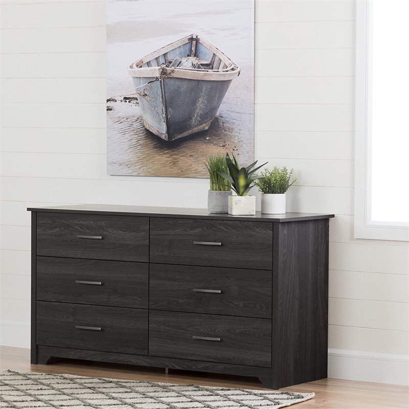 South Shore Fusion 6 Drawer Dresser In Gray Oak 11314