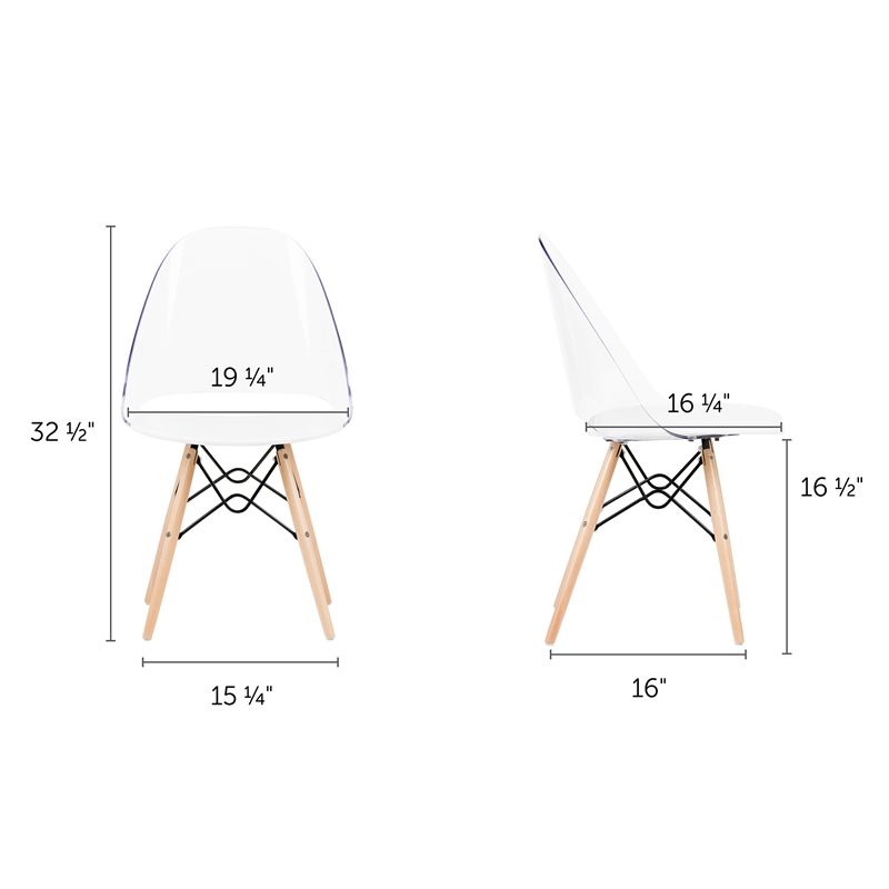 South Shore Annexe Eiffel Style Dining Side Chair in Clear and White