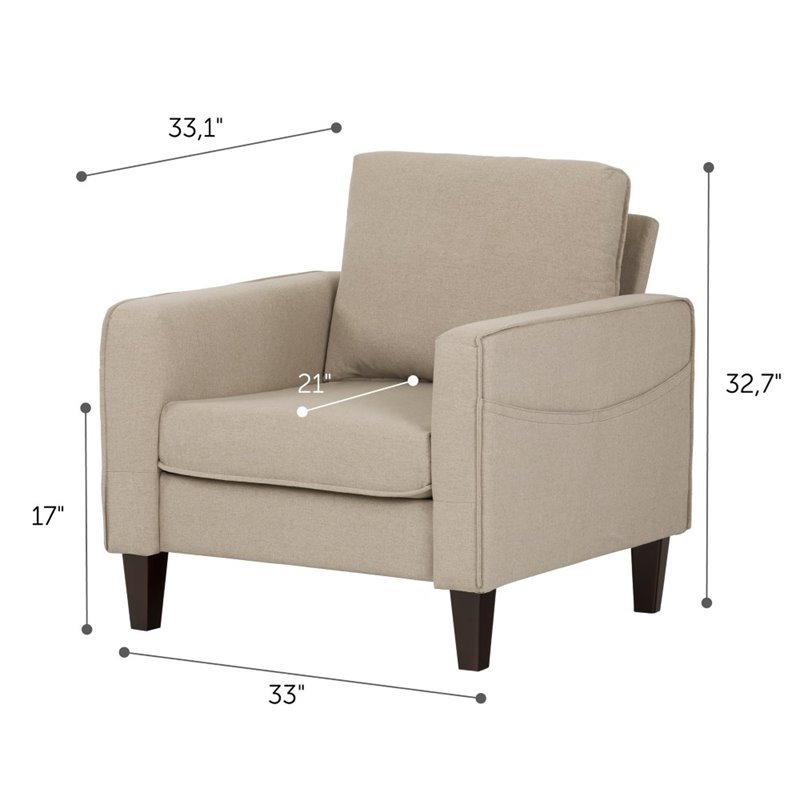 South Shore Liveit Cozy Accent Chair in Oatmeal Beige 100302