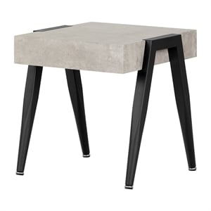 South Shore City Life Faux Concrete Square End Table in Gray and Black