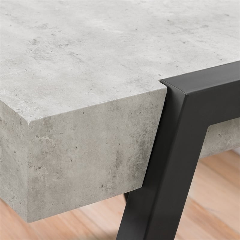 South Shore City Life Faux Concrete Square End Table in Gray and Black