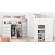 South Shore Tiara Wood Storage Twin Loft Bed in Pure White Finish