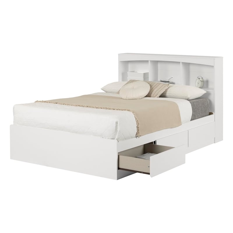 South Shore Step One Full Bookcase Storage Bed in Pure White