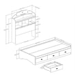 South Shore Tiara Wood Twin Bookcase Storage Bed in Pure White