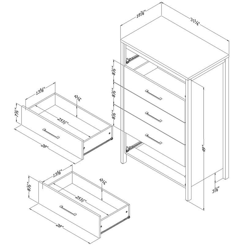 South Shore Gravity 5 Drawer Chest in Seaside Pine