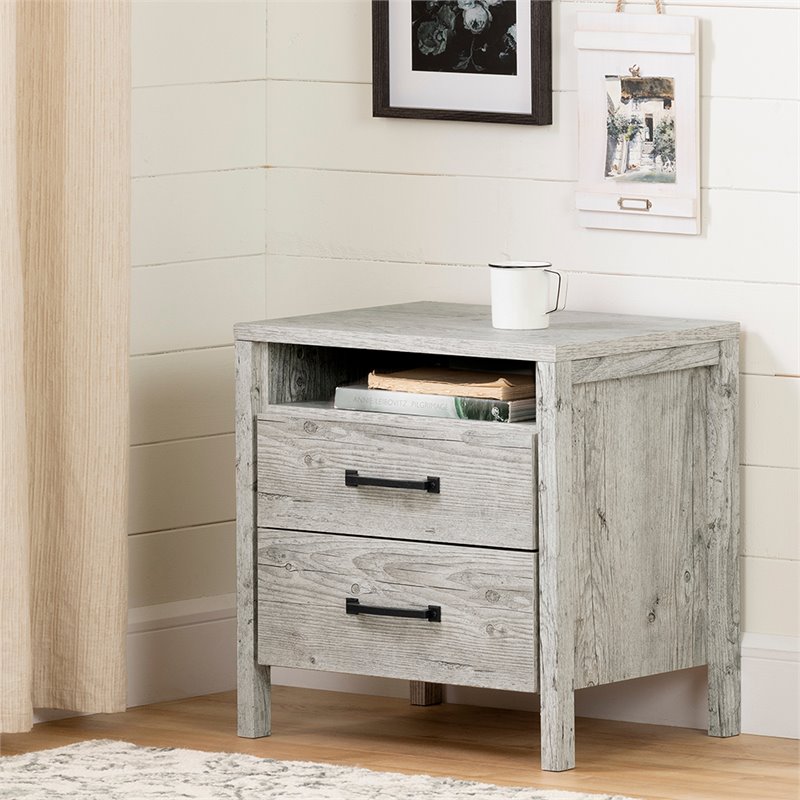 South Shore Gravity 2 Drawer Nightstand in Seaside Pine