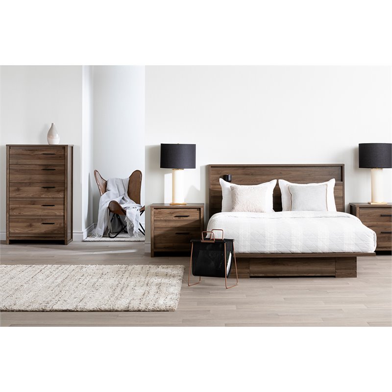 South Shore Tao 5 Drawer Chest in Natural Walnut