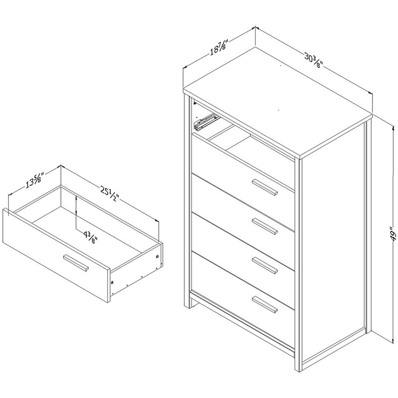 South Shore Tao 5 Drawer Chest in Natural Walnut