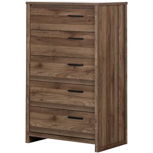 south shore tao 5 drawer chest in natural walnut