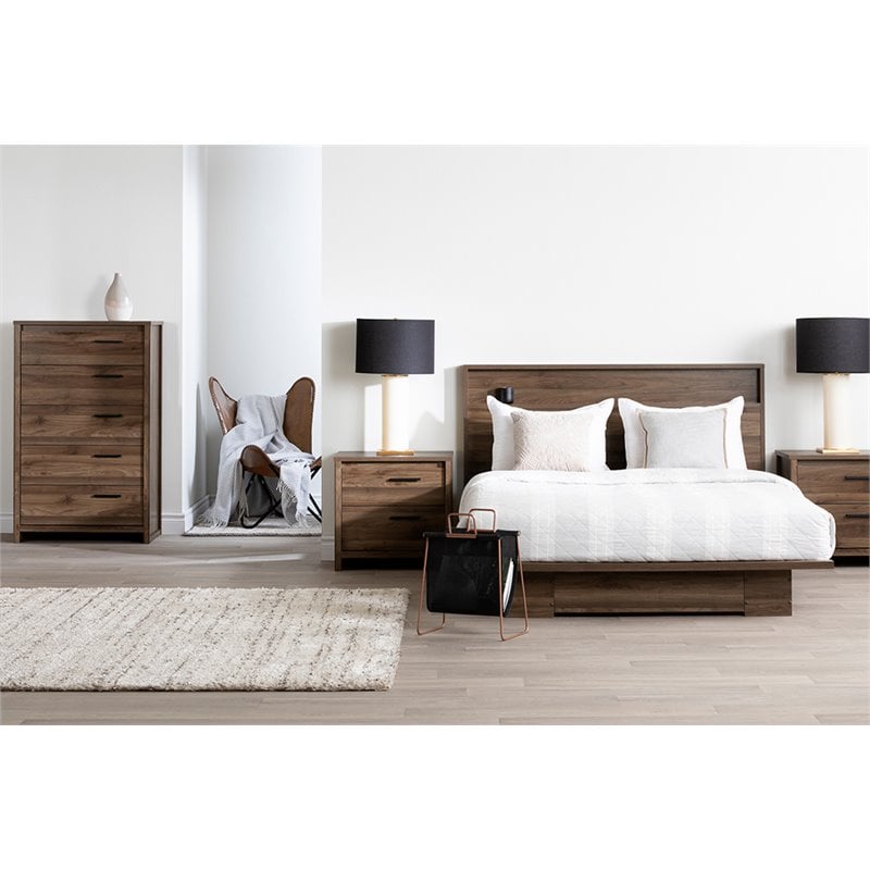 South Shore Tao Full Queen Panel Headboard in Natural Walnut