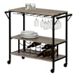 South Shore Munich Bar Cart in Weathered Oak and Matte Black